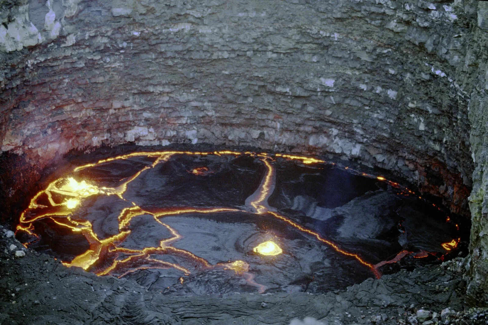 Glowing lava within the crater of Erta Ale volcano
